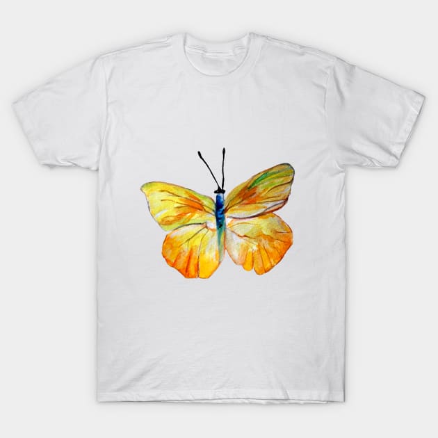 Yellow Butterfly T-Shirt by Manitarka